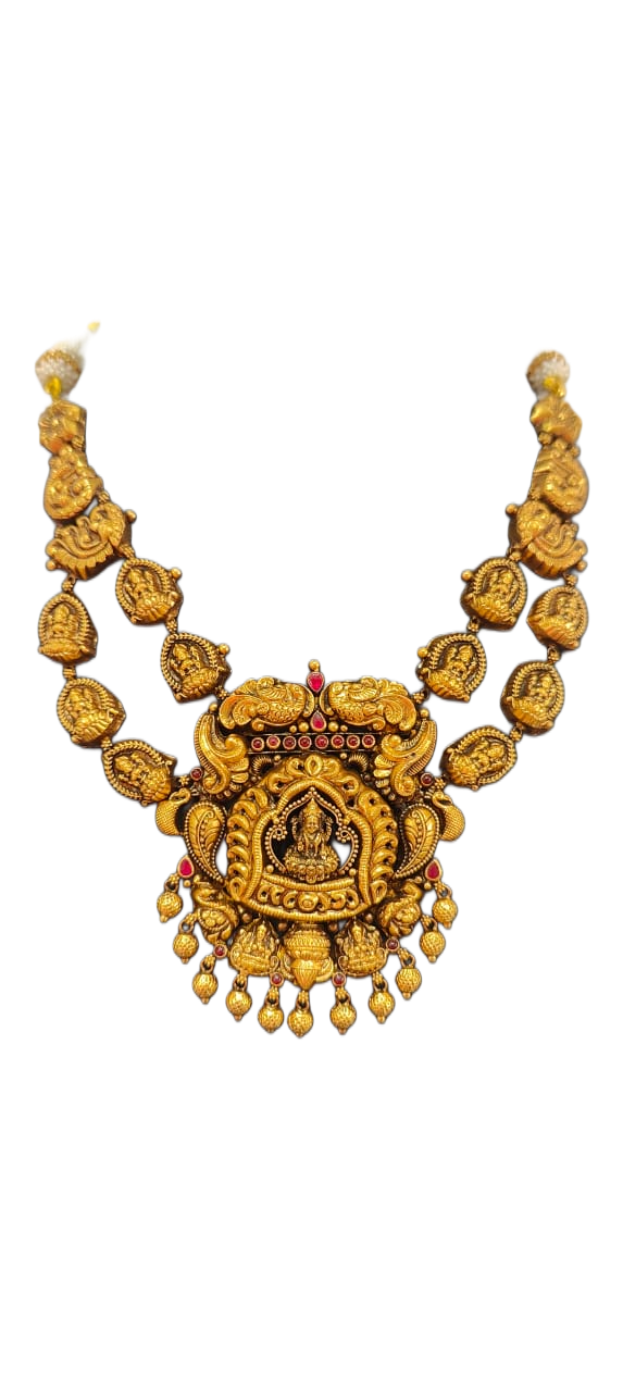 Royal Lakshmi Temple Gold Necklace Set – Heritage Bridal Statement Jewellery